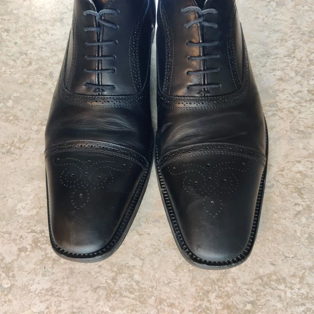 To Boot New York Adam Derrick Black Italian Leather Oxfords Mens 11.5 Italy Made